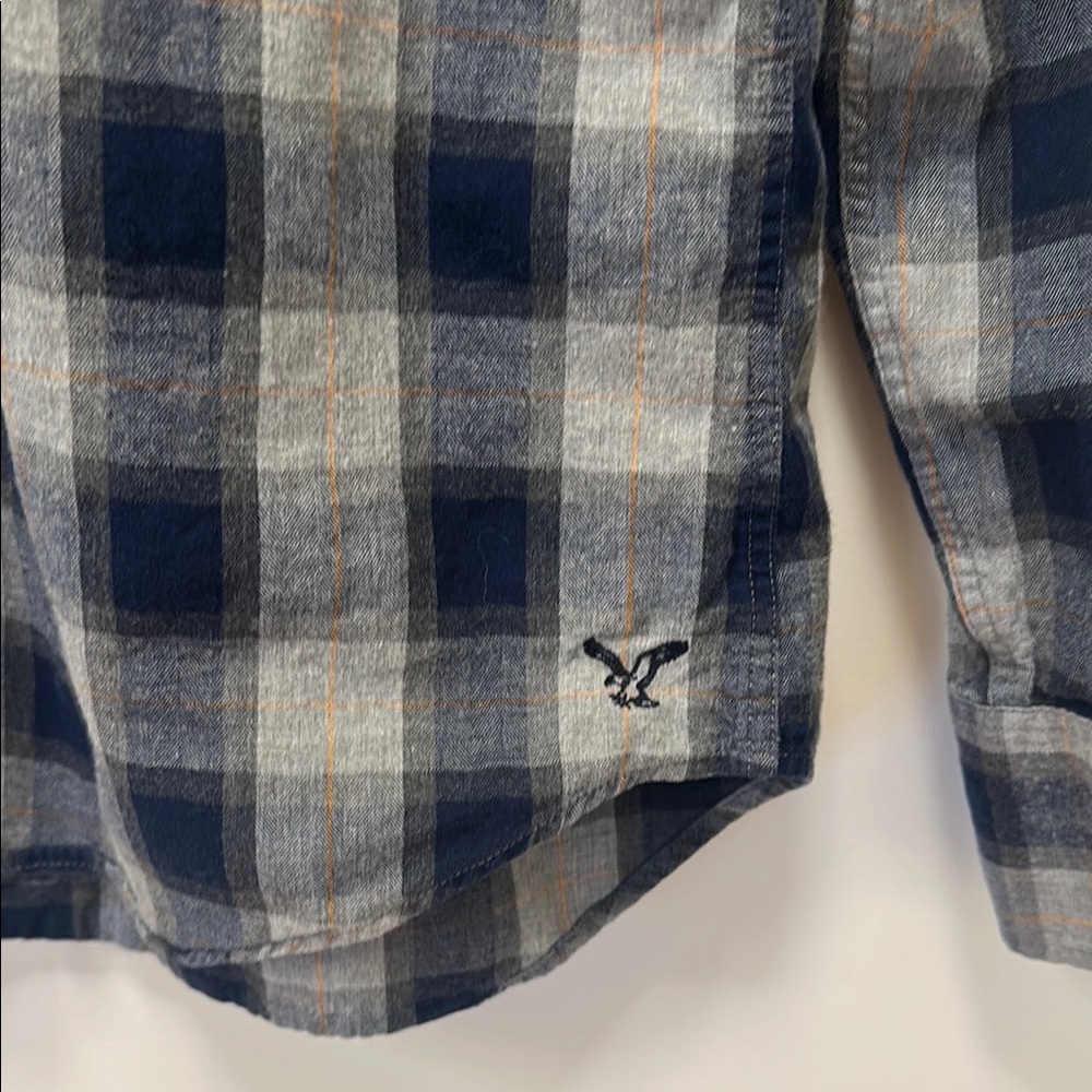 American Eagle Men's Blue Plaid Shirt - Picture 4 of 5